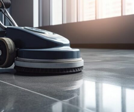 a concrete floor being polised