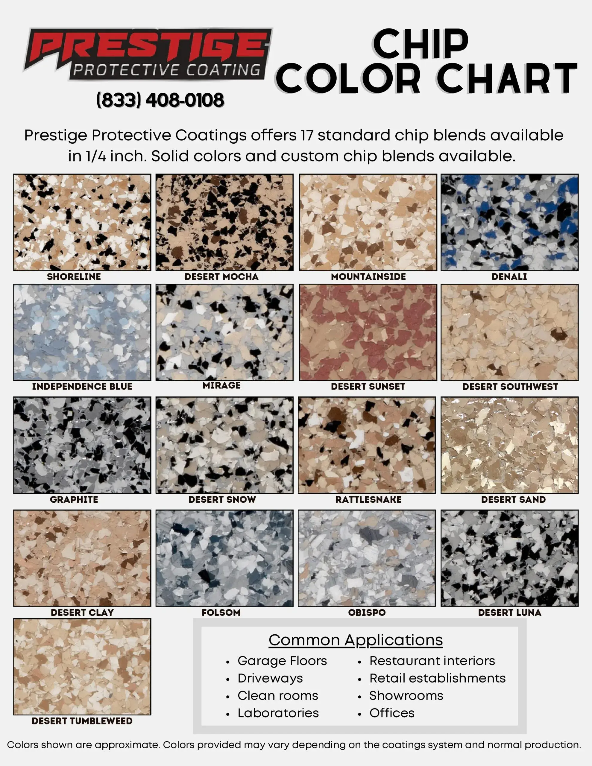 Epoxy Chip Blend Color Chart