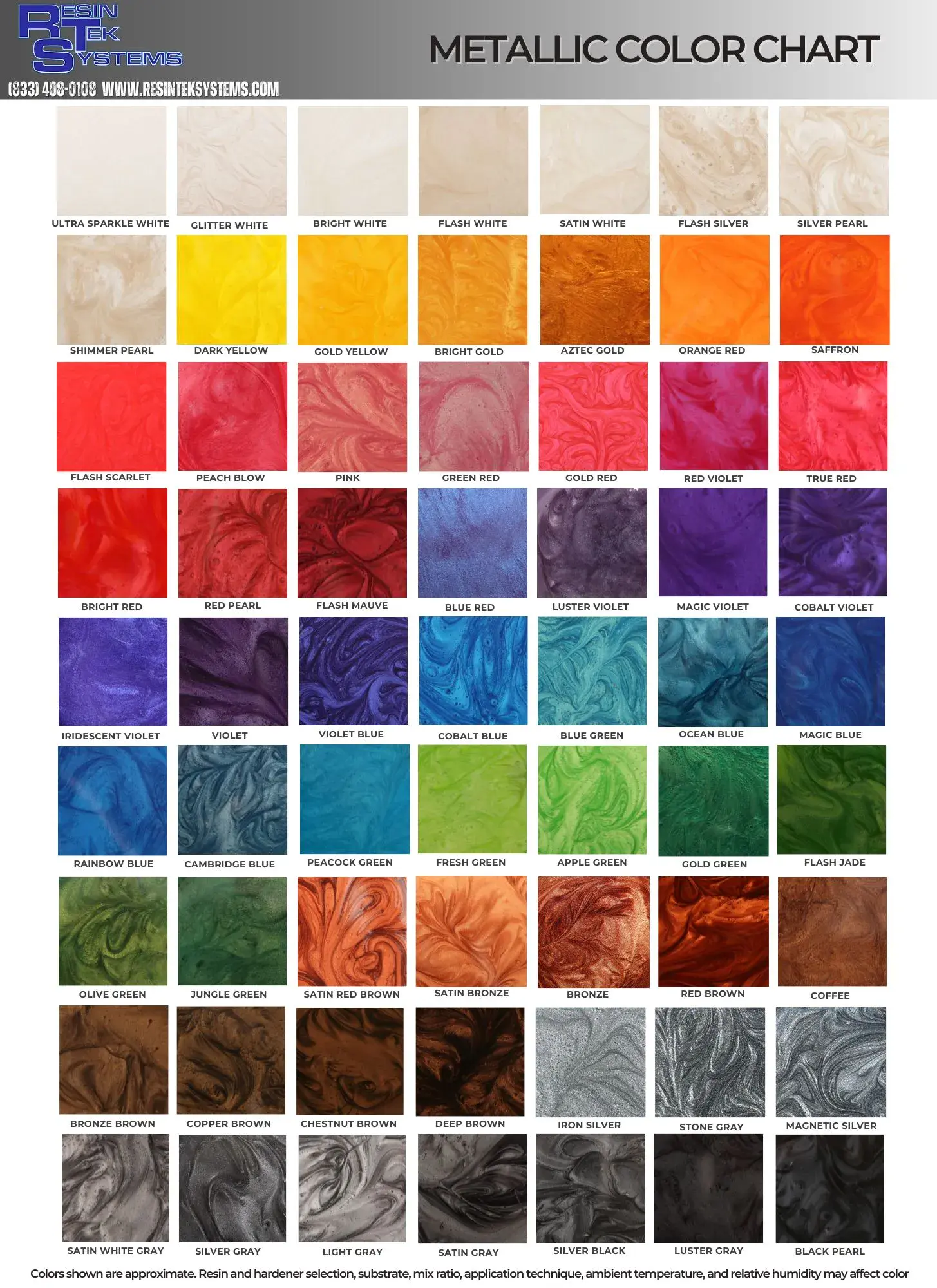 Epoxy Polyurethane Metallic Colors