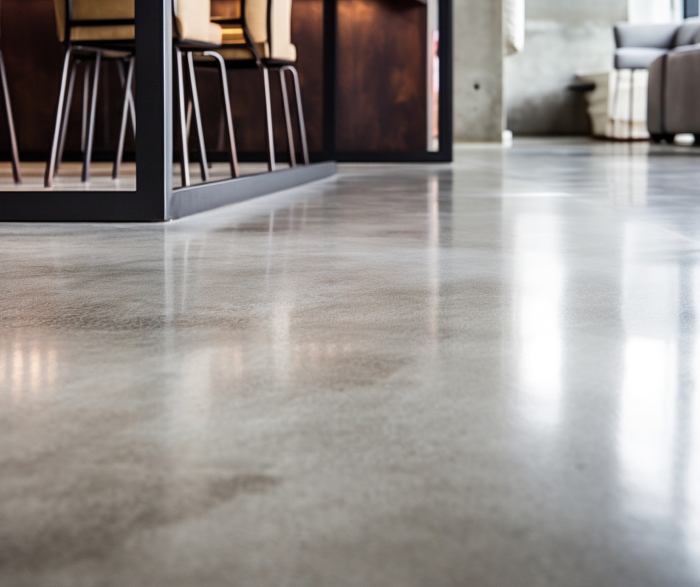 a polished concrete floor in a restaurant